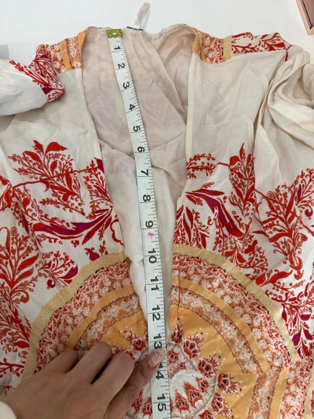Free People Bohemian Ruffle Tunic Top Small Cream Red Festival Blouse - Picture 11 of 11